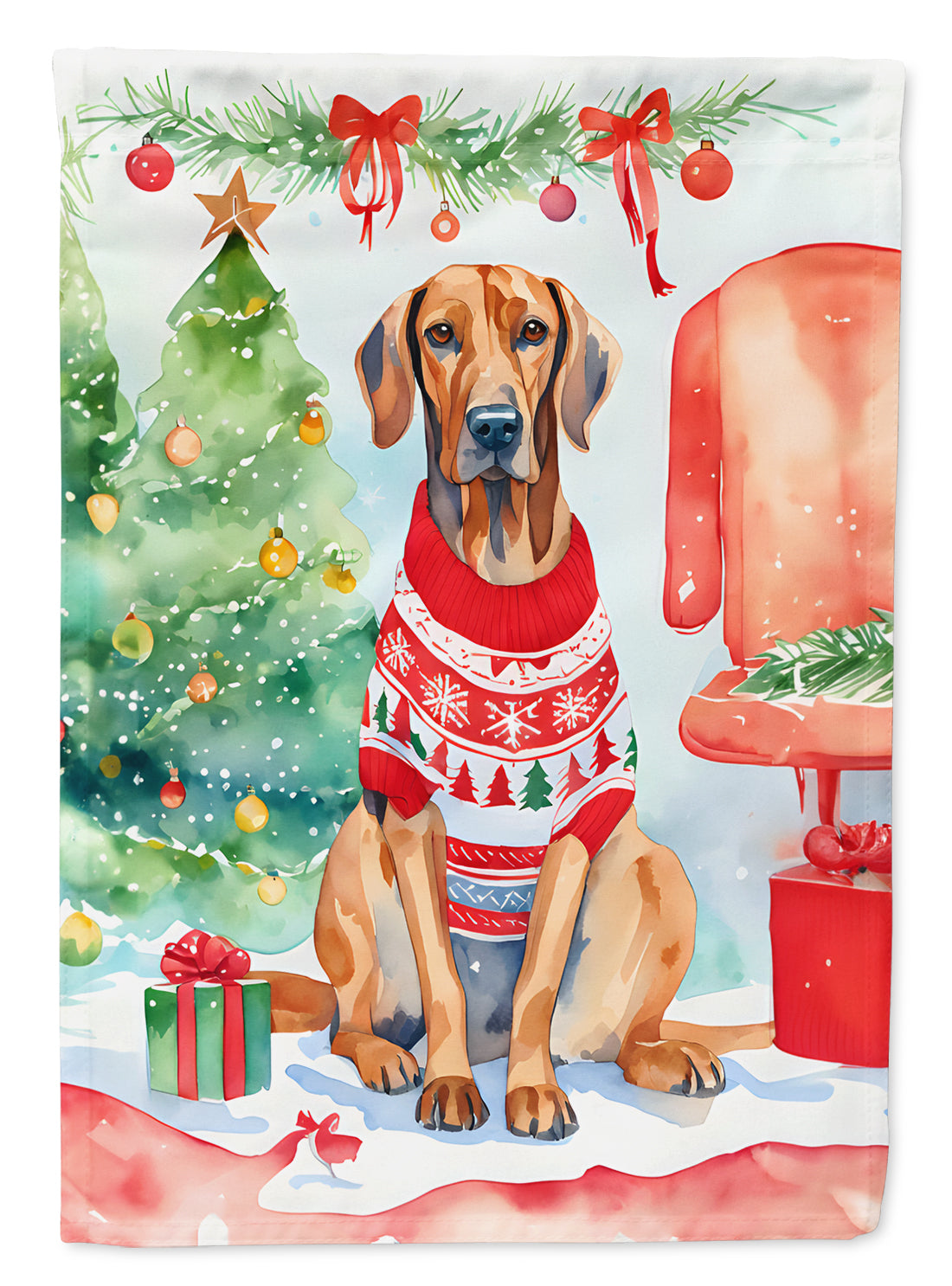 Buy this Redbone Coonhound Christmas House Flag