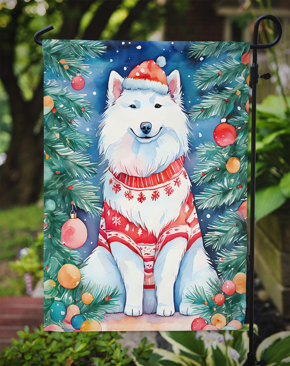 Samoyed Christmas Garden Flag