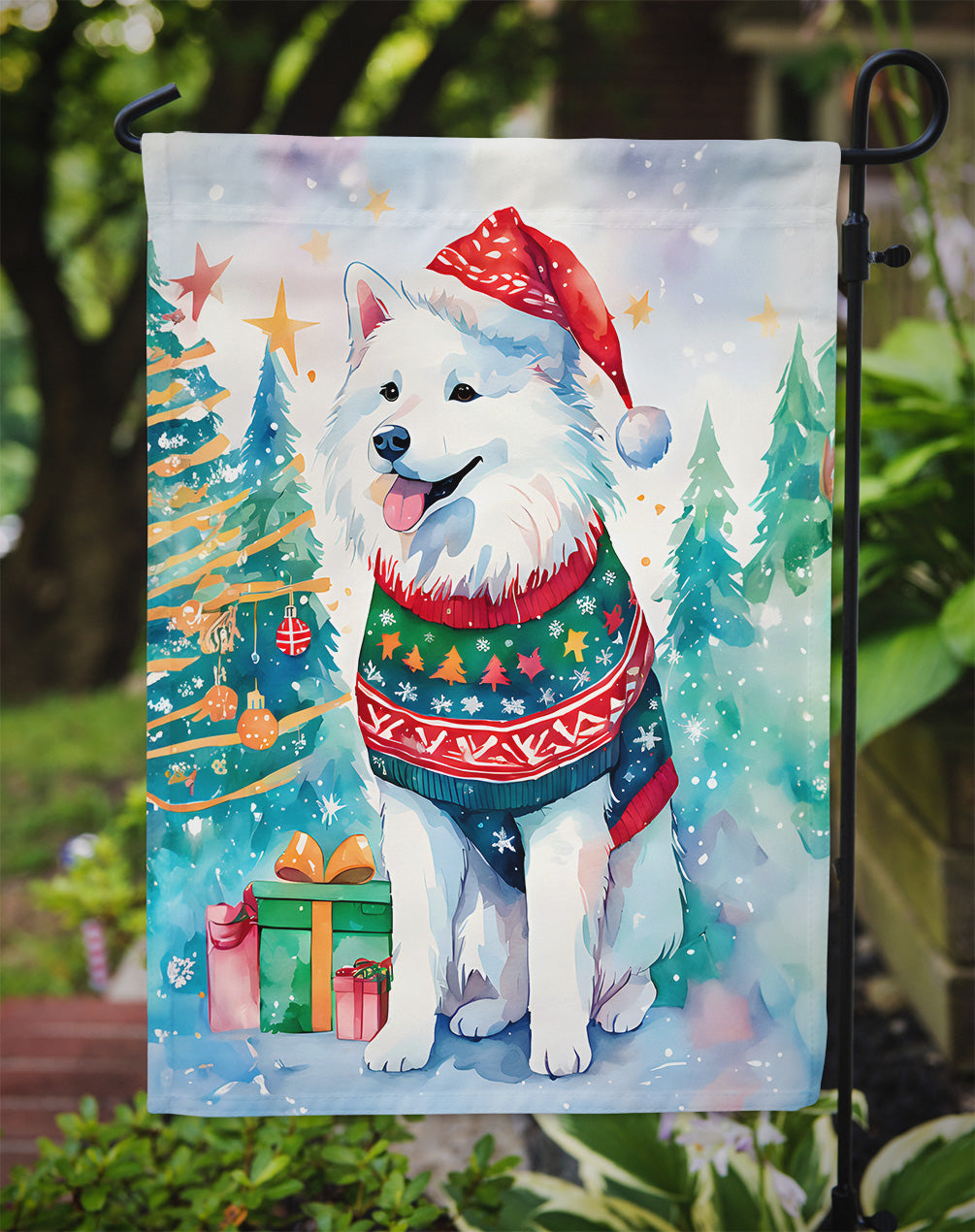 Samoyed Christmas Garden Flag