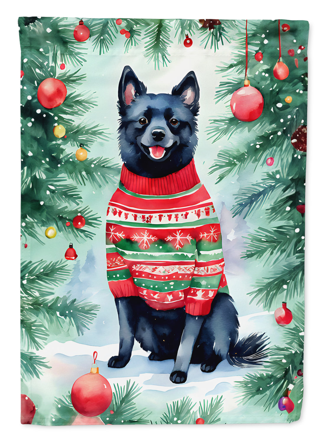 Buy this Schipperke Christmas House Flag