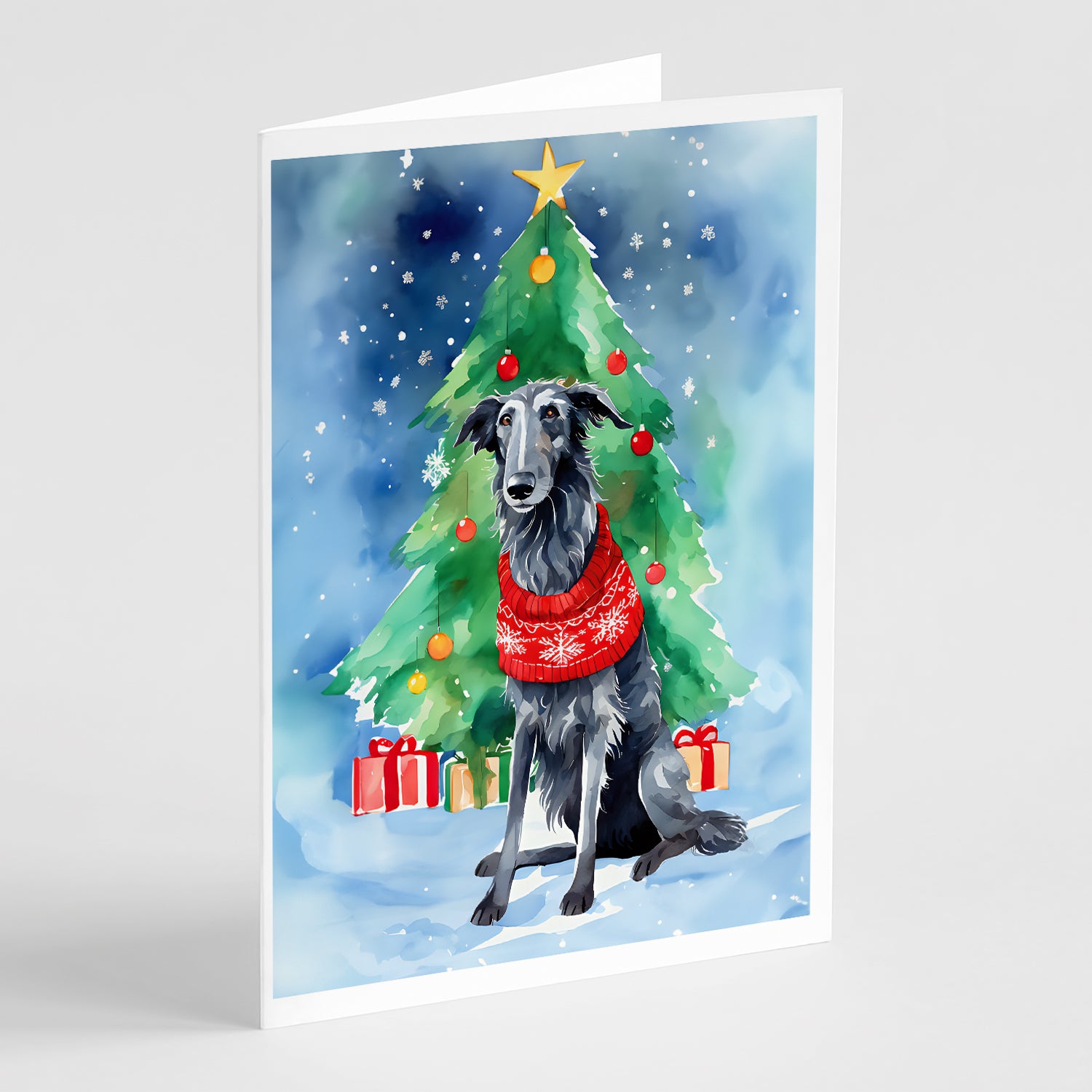 Buy this Scottish Deerhound Christmas Greeting Cards Pack of 8