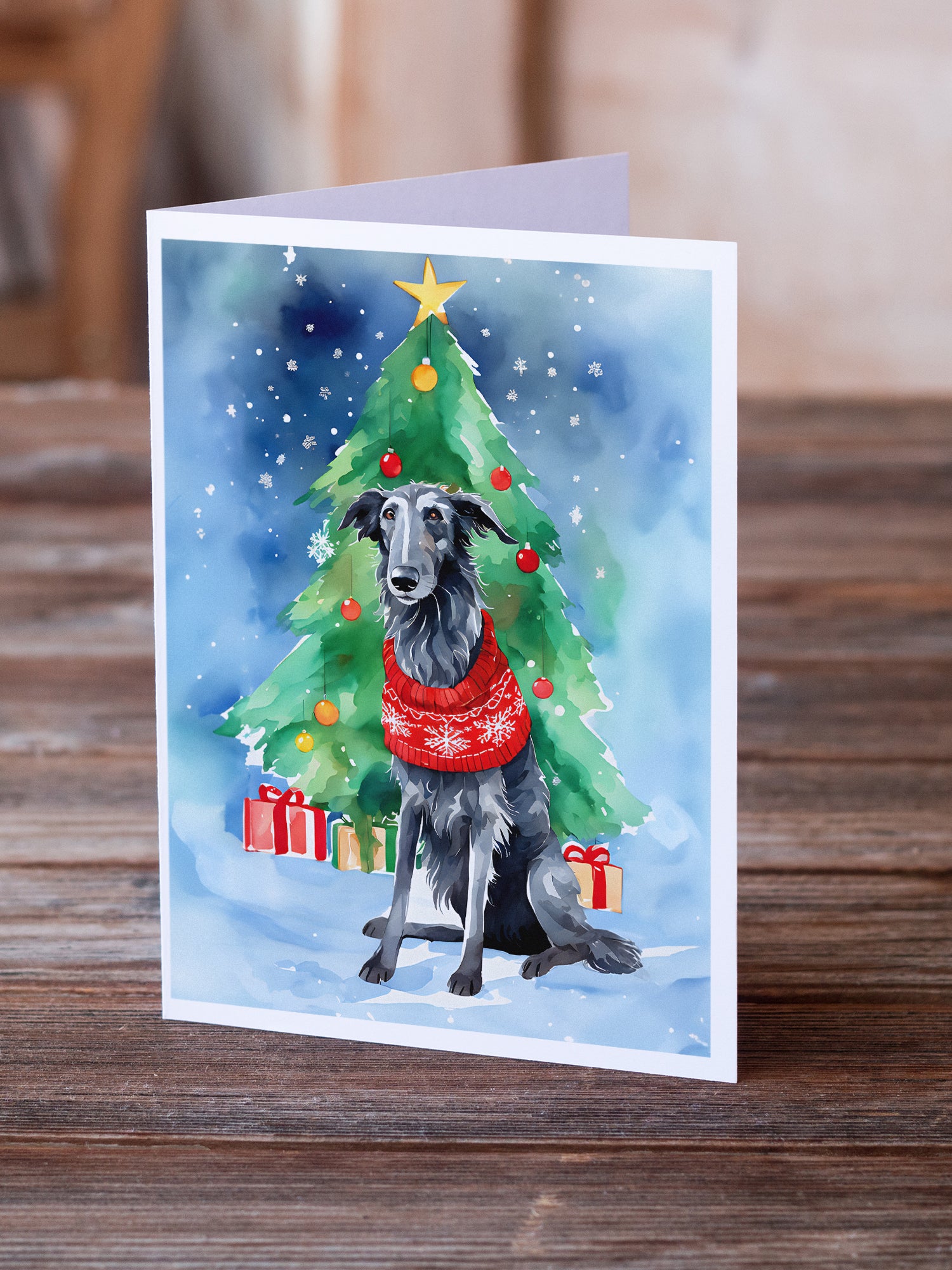 Scottish Deerhound Christmas Greeting Cards Pack of 8