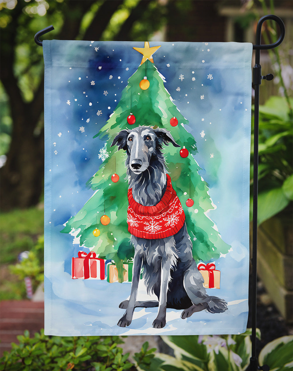 Scottish Deerhound Christmas Garden Flag