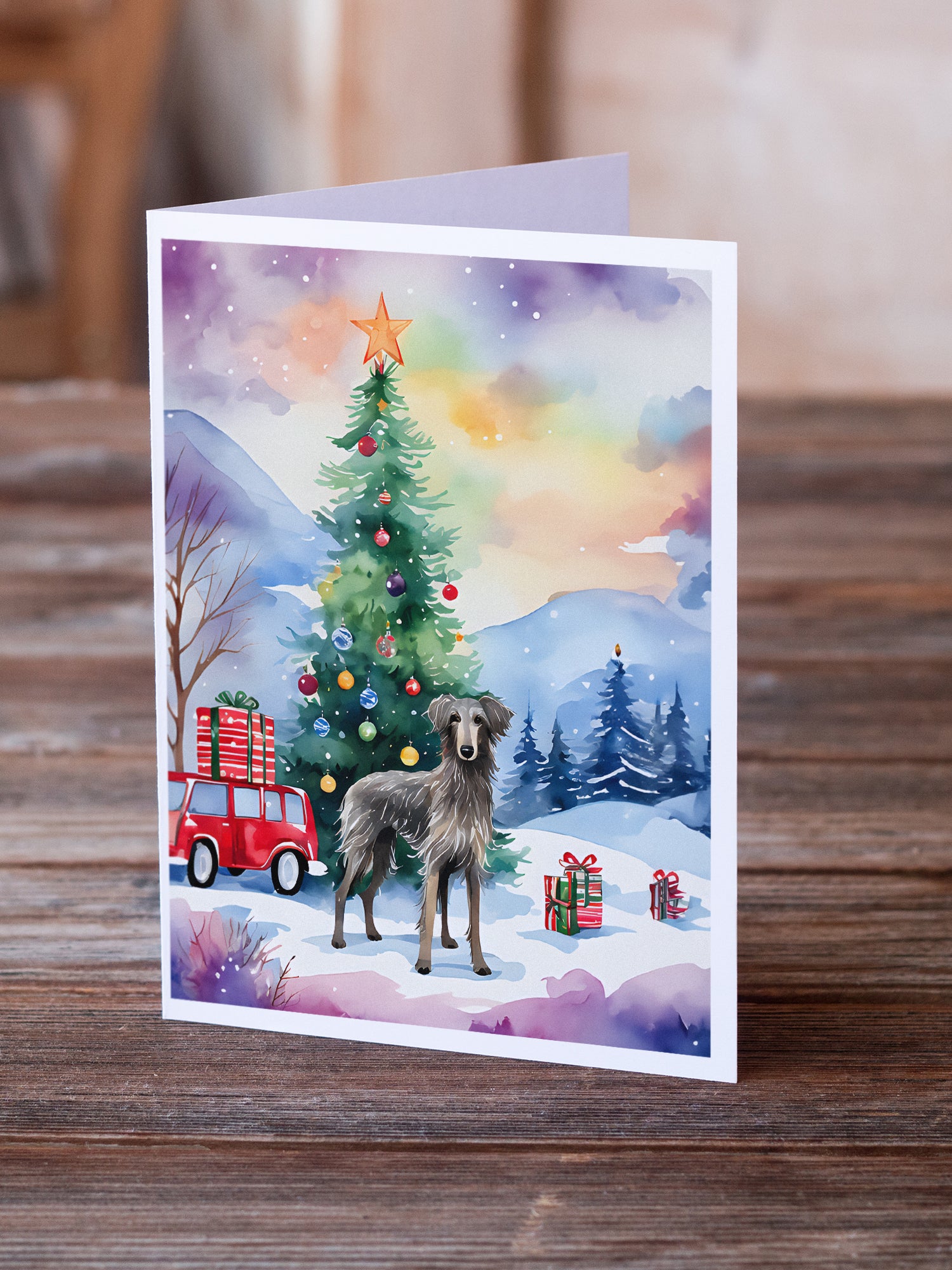 Buy this Scottish Deerhound Christmas Greeting Cards Pack of 8