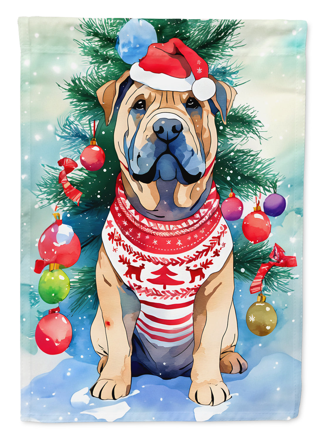 Buy this Shar Pei Christmas House Flag