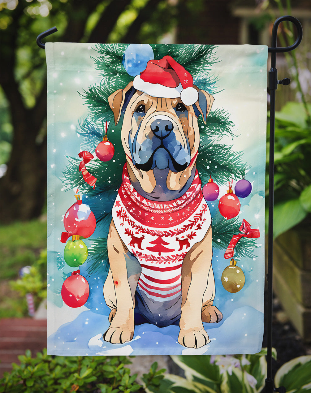 Shar Pei Christmas Garden Flag