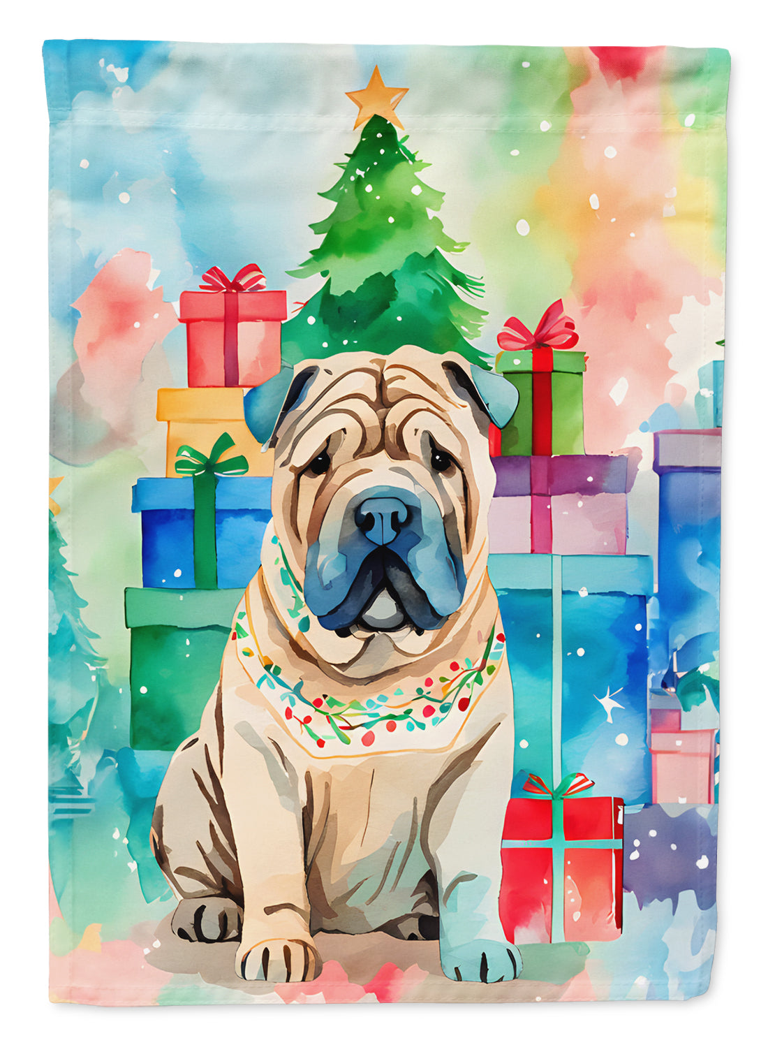 Buy this Shar Pei Christmas House Flag