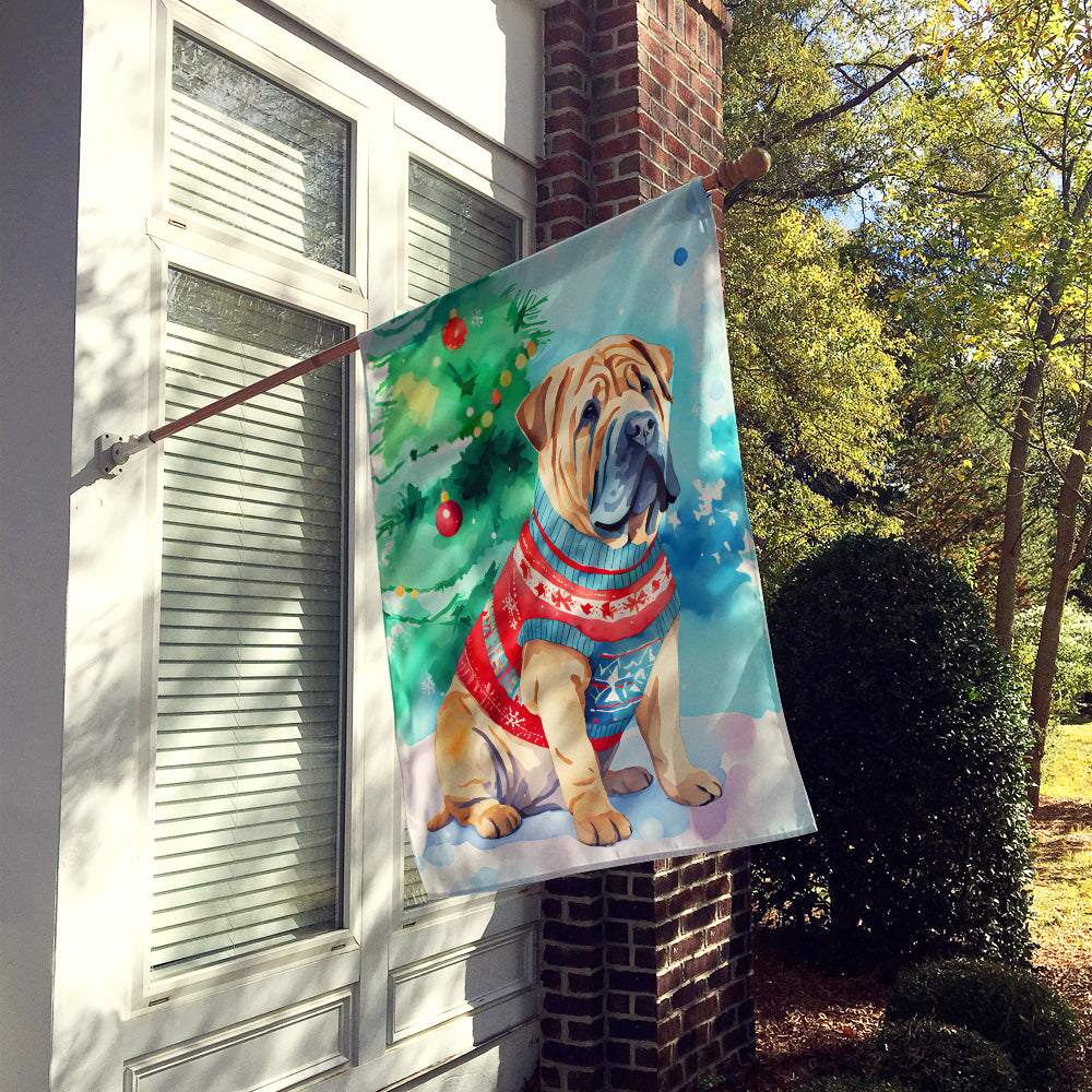 Shar Pei Christmas House Flag