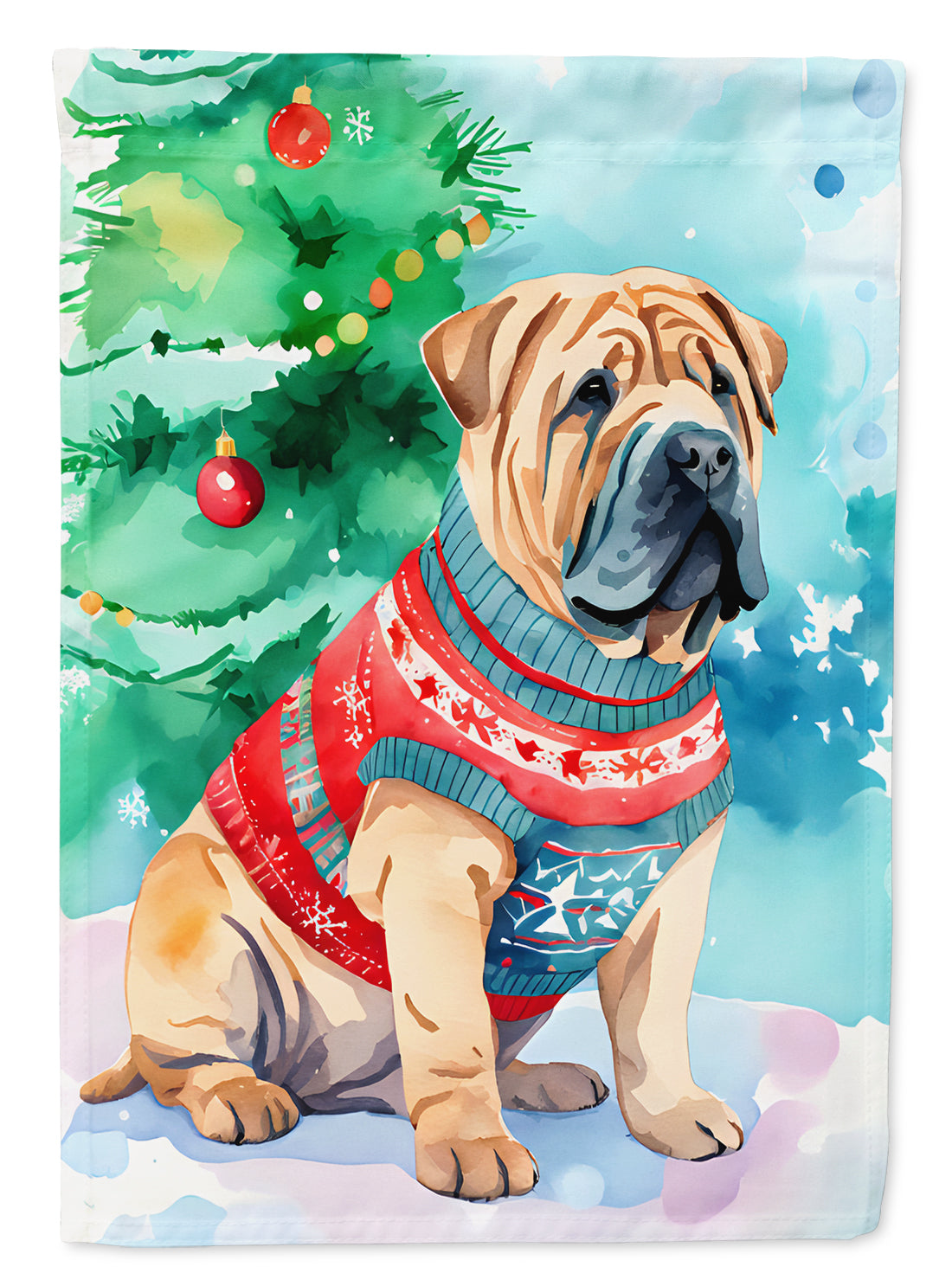 Buy this Shar Pei Christmas House Flag