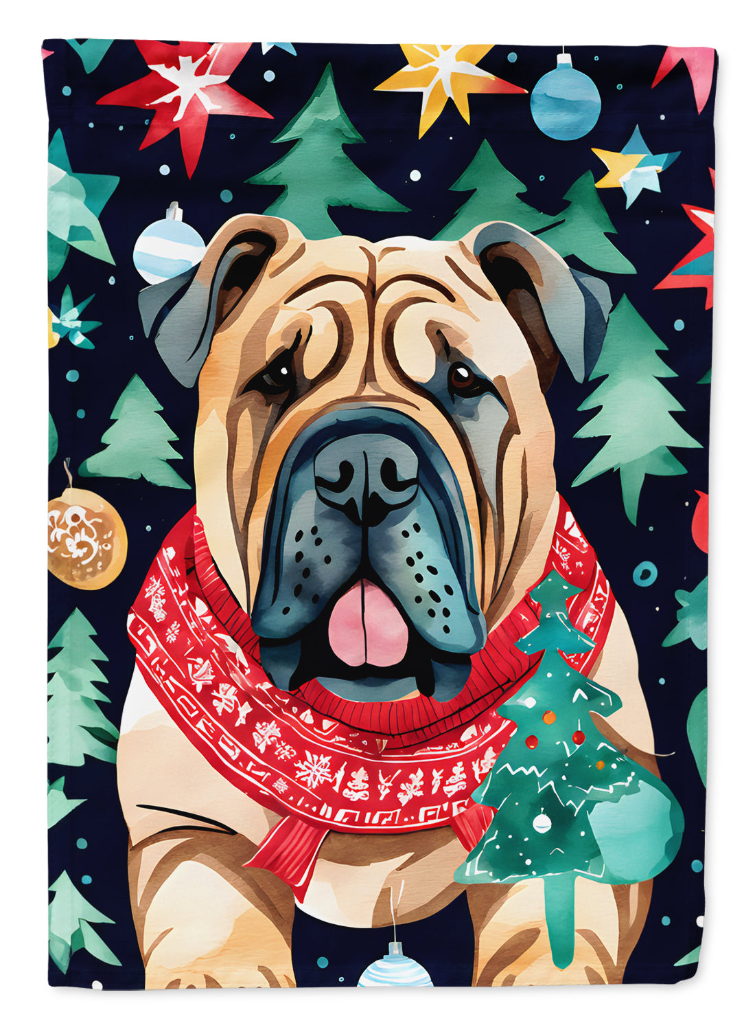 Buy this Shar Pei Christmas House Flag