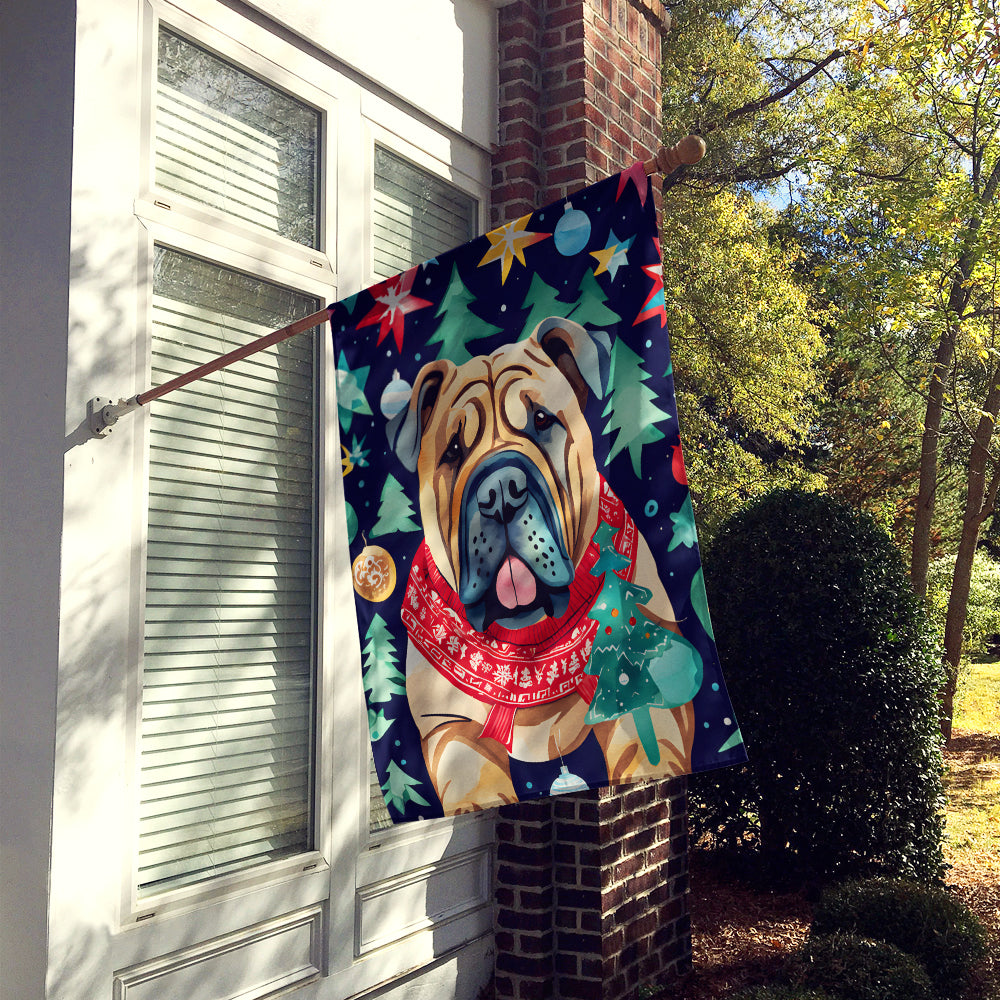 Shar Pei Christmas House Flag