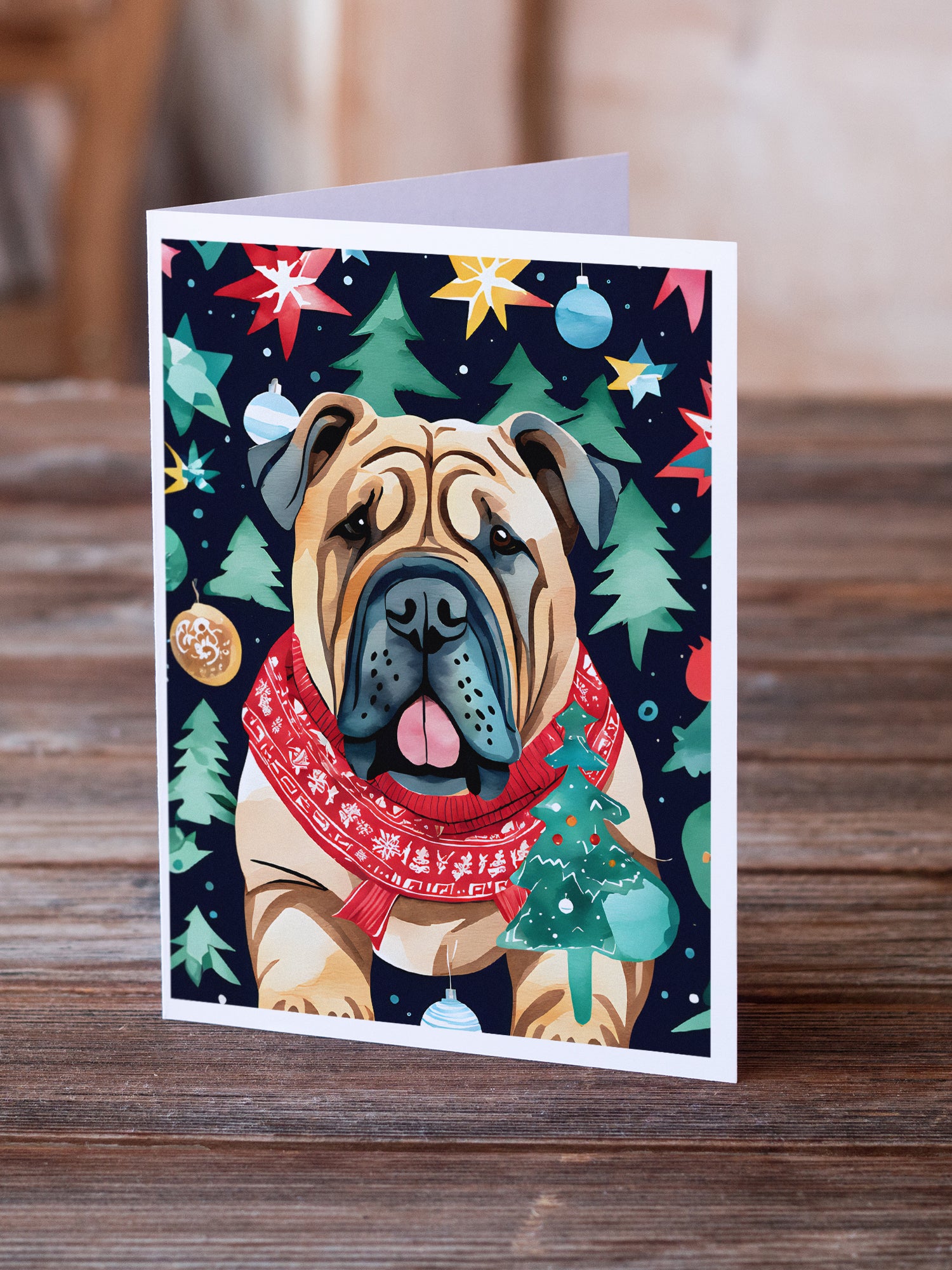 Buy this Shar Pei Christmas Greeting Cards Pack of 8