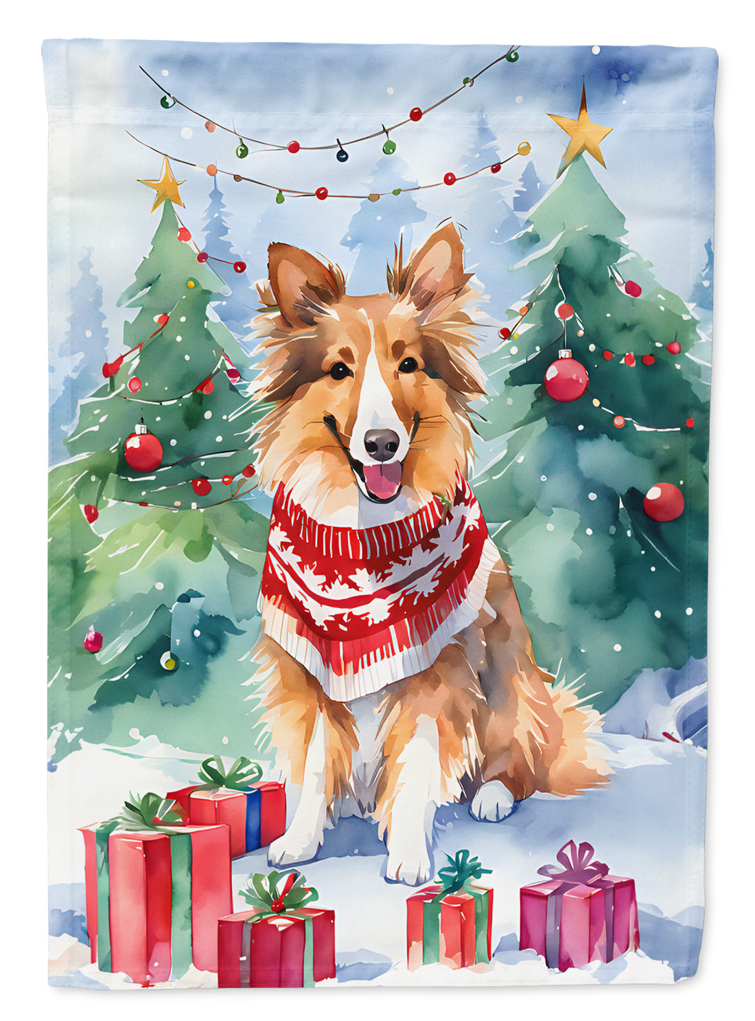 Buy this Sheltie Christmas House Flag