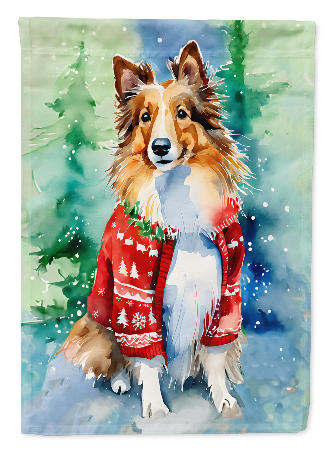 Buy this Sheltie Christmas House Flag