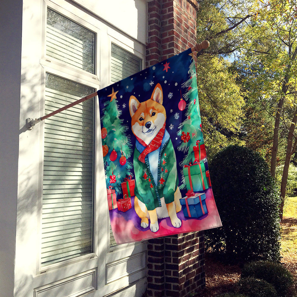 Shiba Inu Christmas House Flag