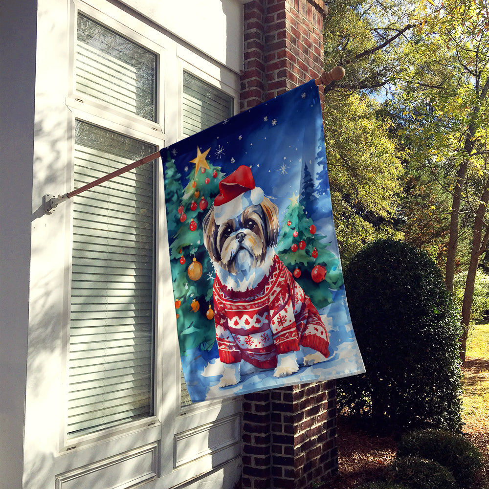 Shih Tzu Christmas House Flag