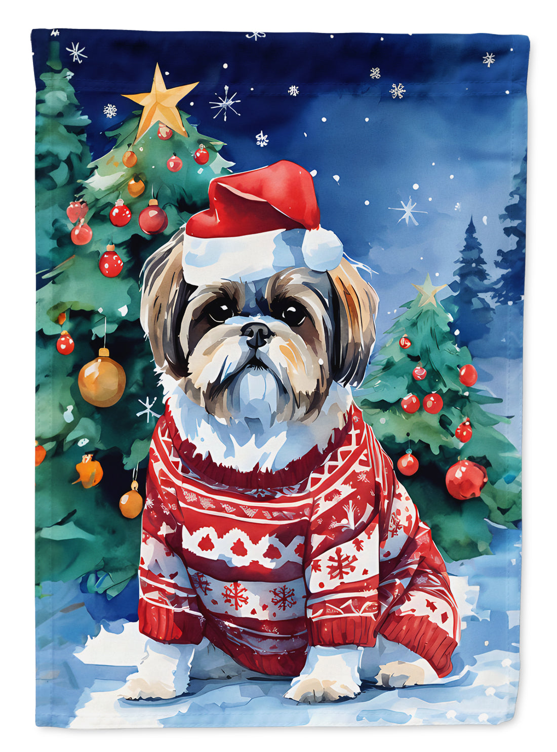 Buy this Shih Tzu Christmas House Flag