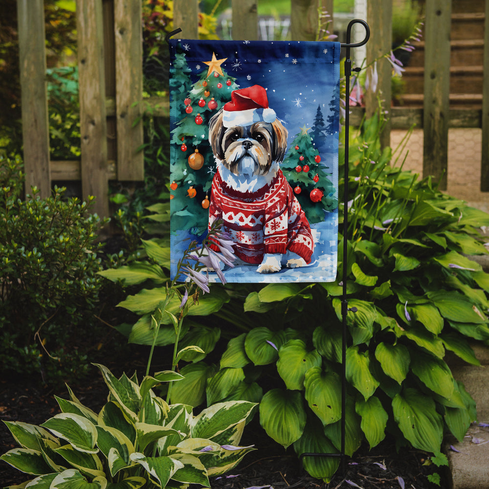 Shih Tzu Christmas Garden Flag