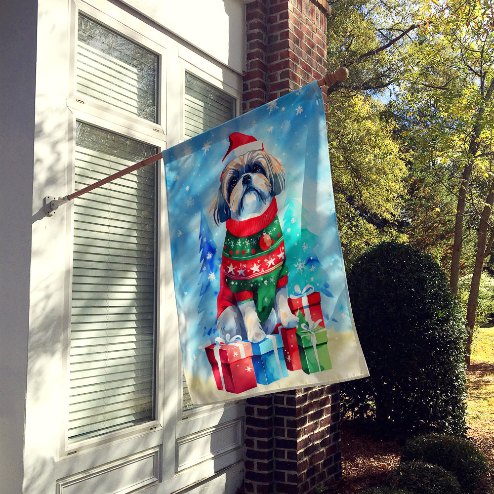 Shih Tzu Christmas House Flag