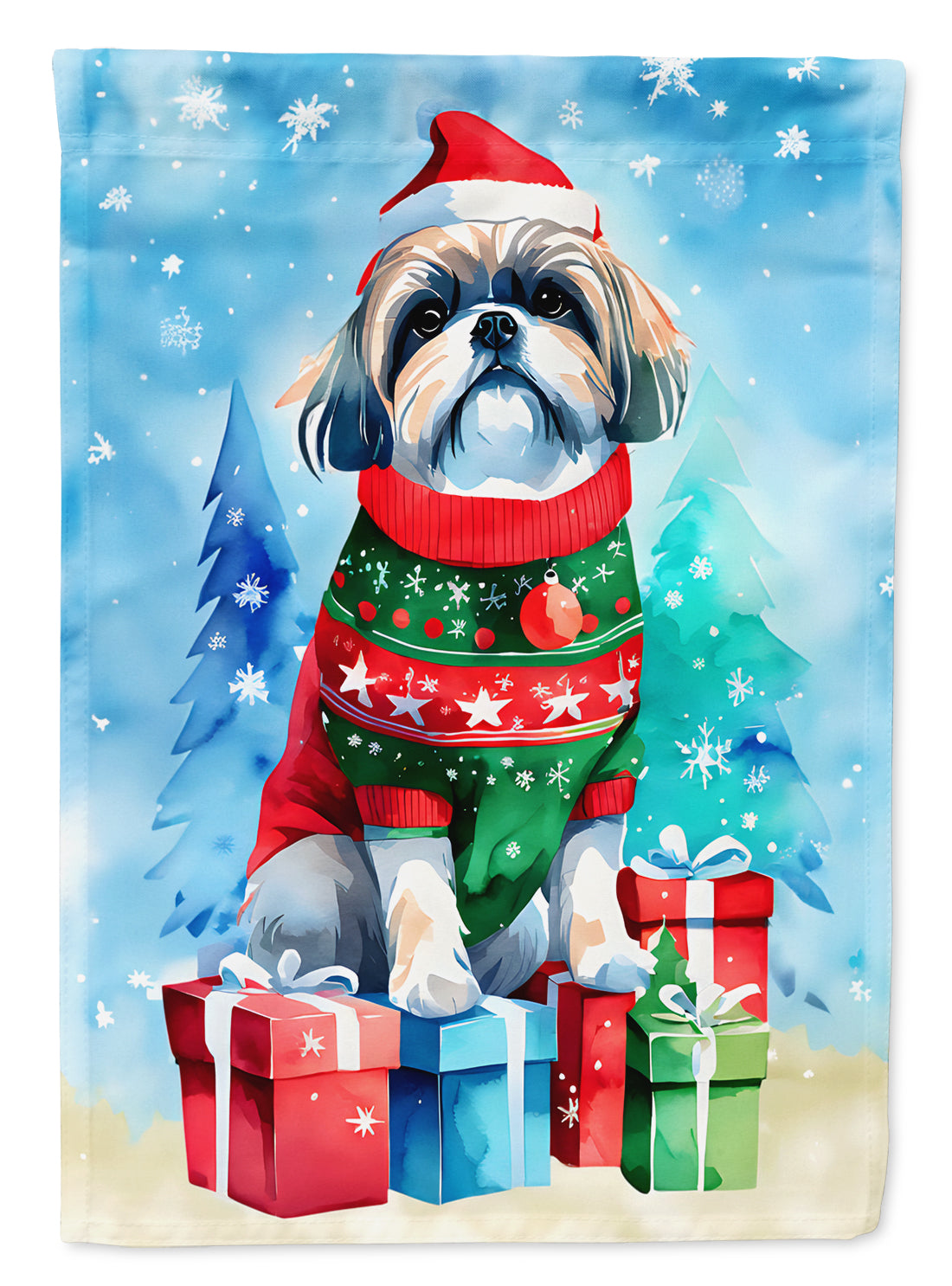 Buy this Shih Tzu Christmas House Flag