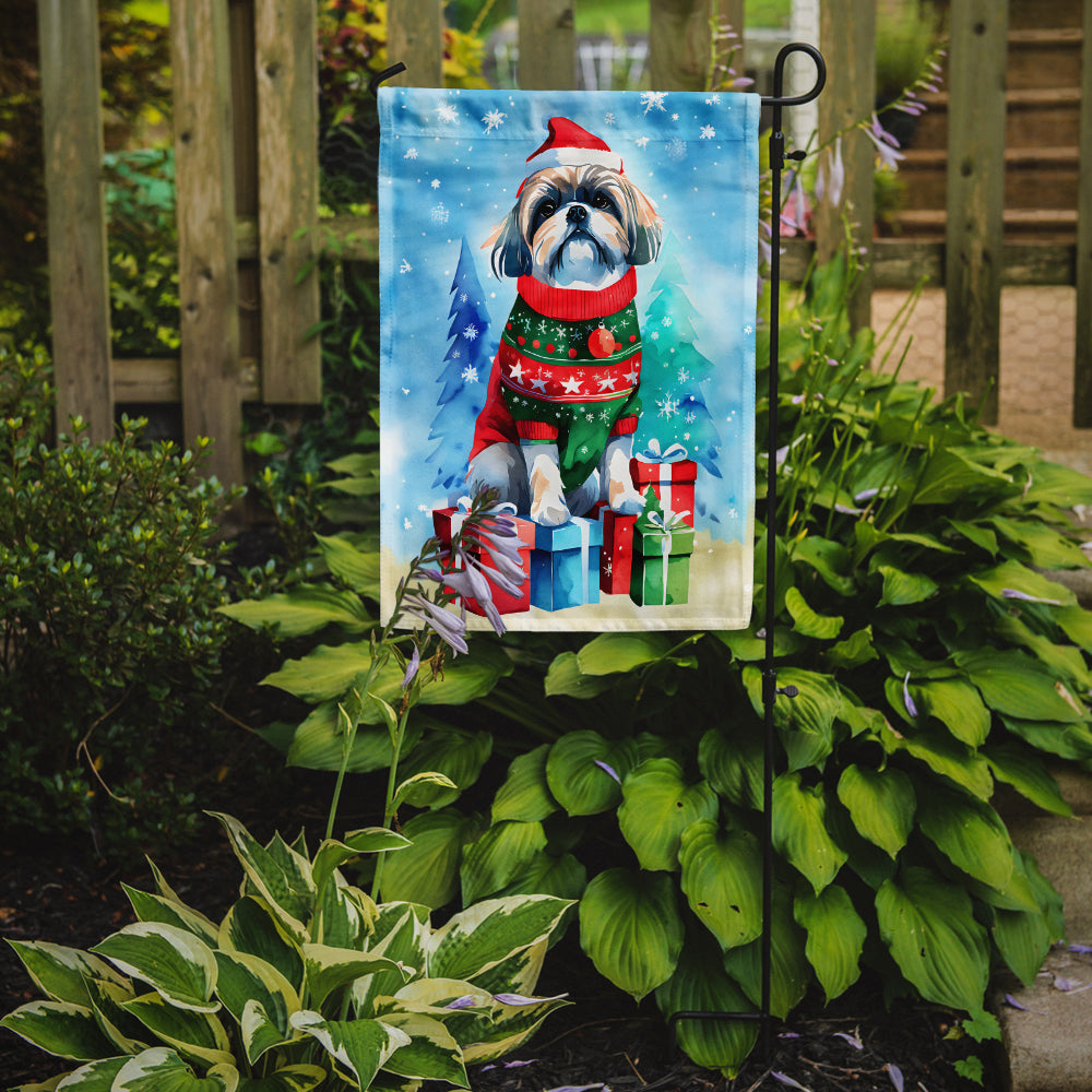 Shih Tzu Christmas Garden Flag