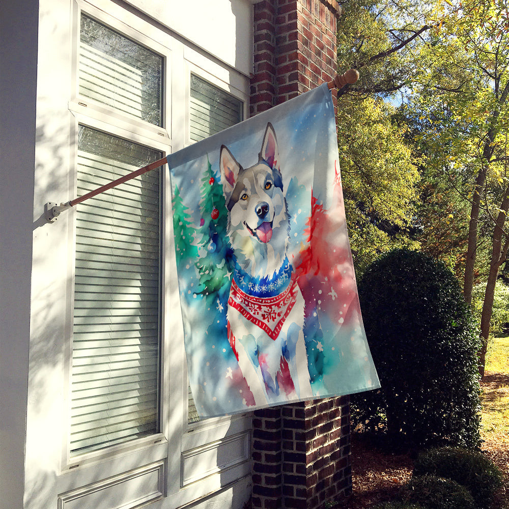 Siberian Husky Christmas House Flag