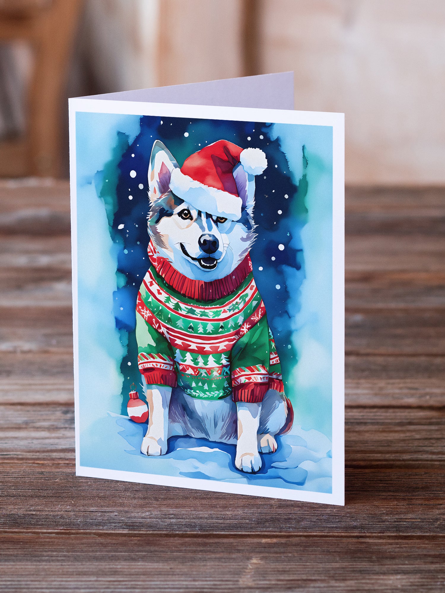 Buy this Siberian Husky Christmas Greeting Cards Pack of 8