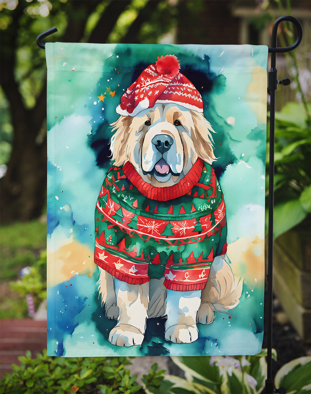 Tibetan Mastiff Christmas Garden Flag