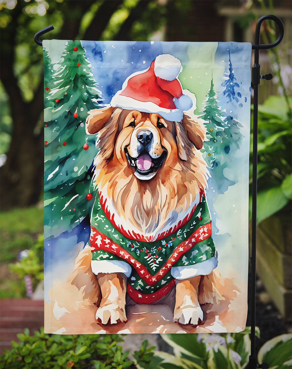 Tibetan Mastiff Christmas Garden Flag