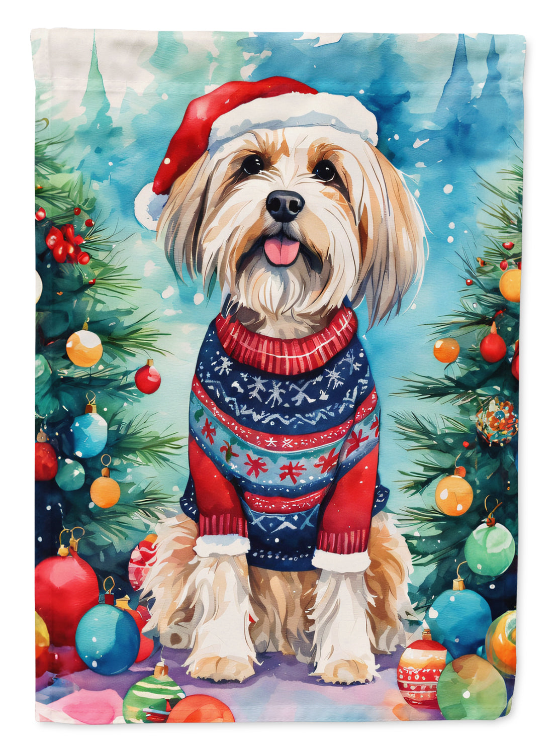 Buy this Tibetan Terrier Christmas House Flag