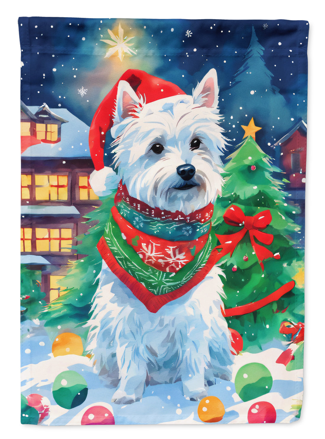 Buy this Westie Christmas House Flag