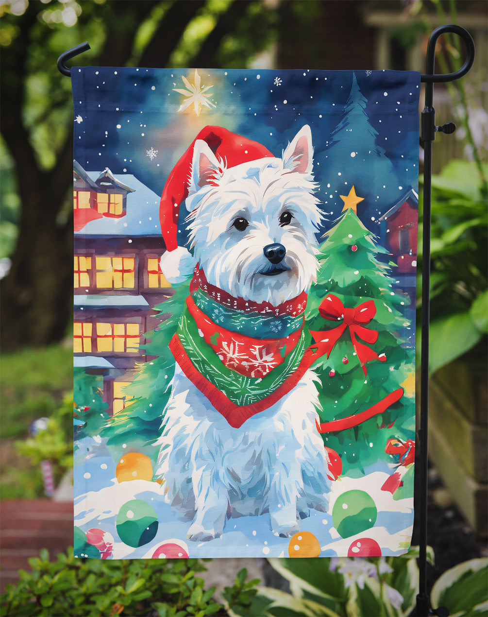 Westie Christmas Garden Flag