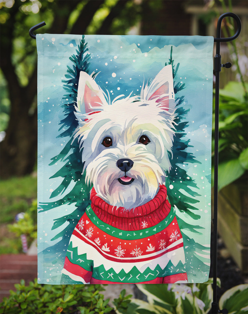 Westie Christmas Garden Flag