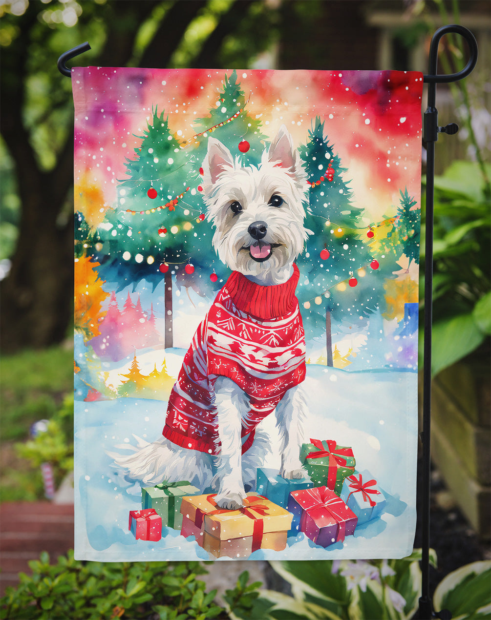 Westie Christmas Garden Flag