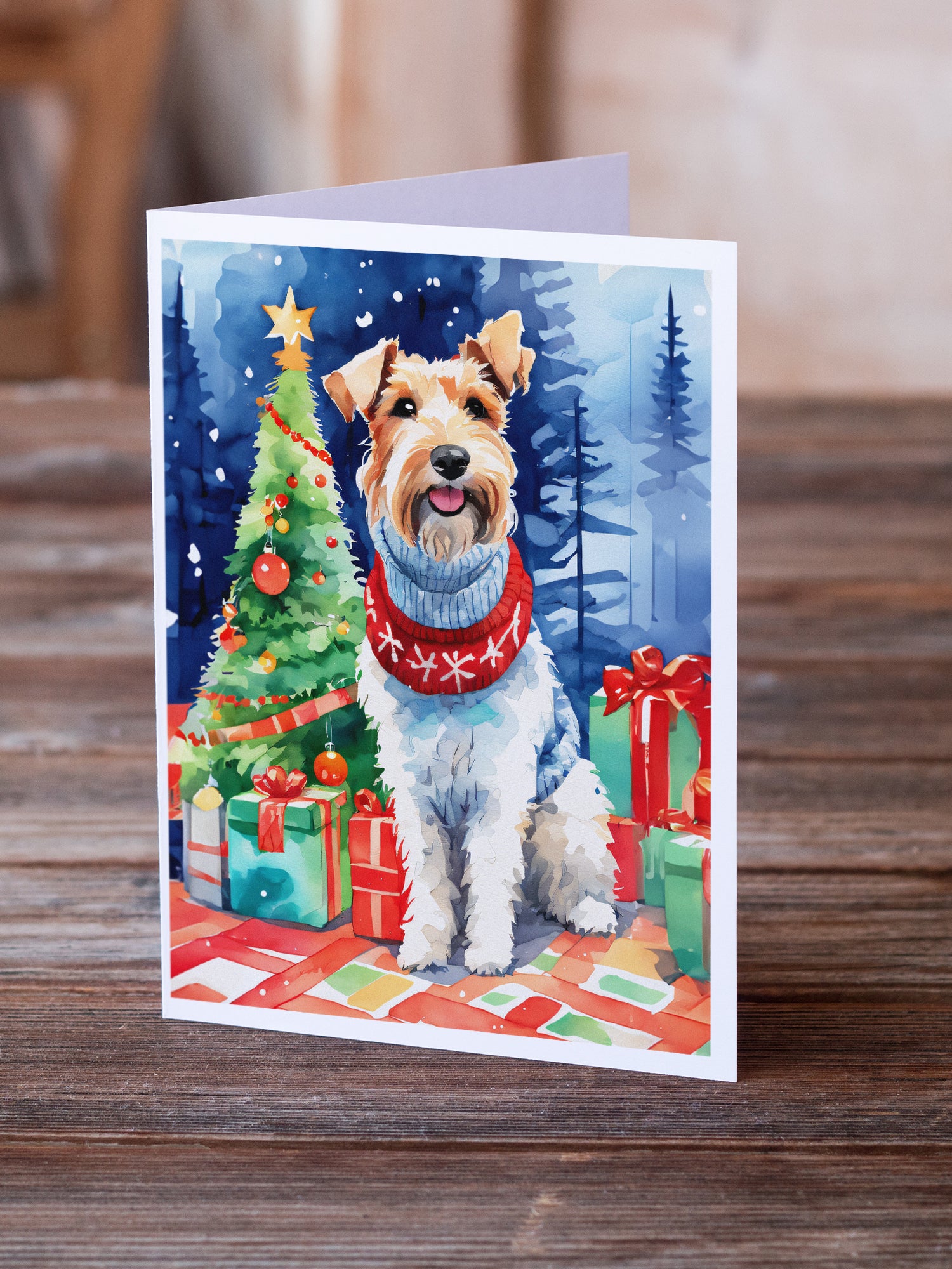 Buy this Wire Fox Terrier Christmas Greeting Cards Pack of 8