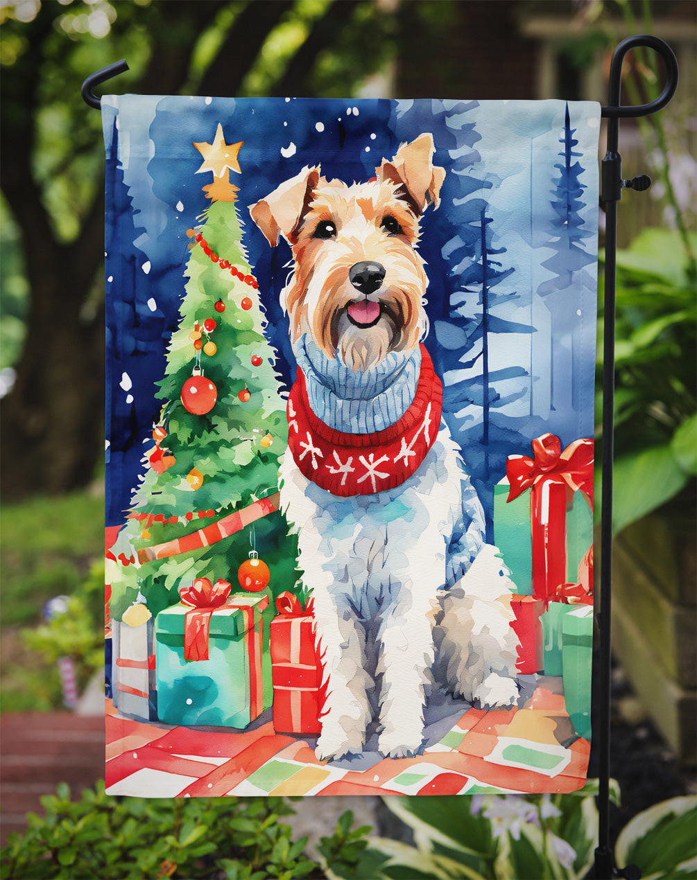 Wire Fox Terrier Christmas Garden Flag