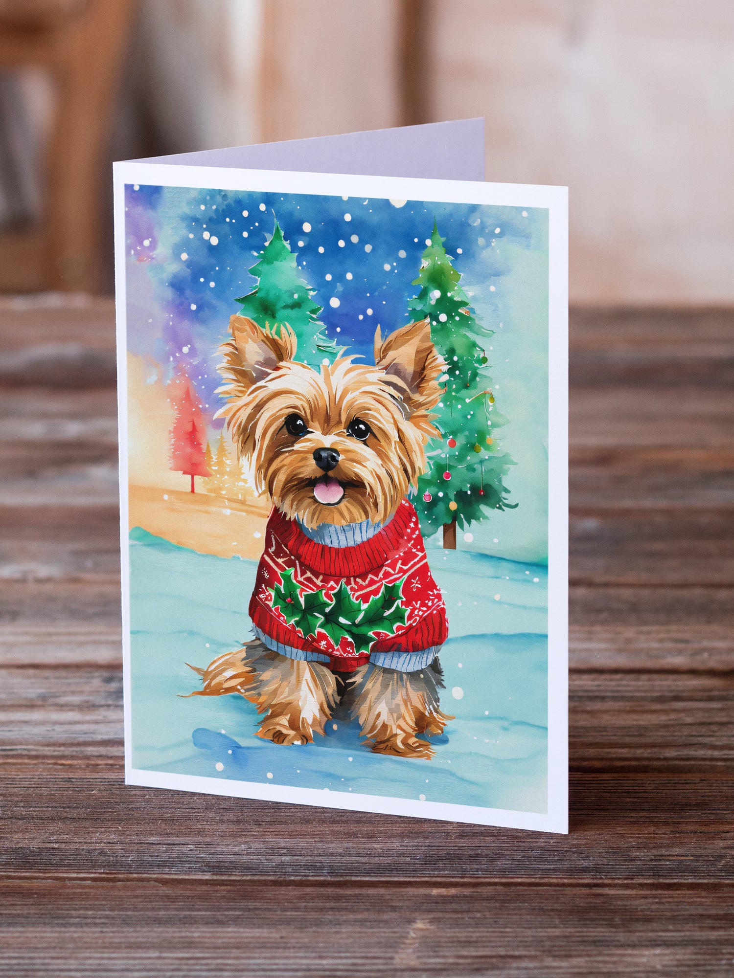 Yorkshire Terrier Yorkie Christmas Greeting Cards Pack of 8