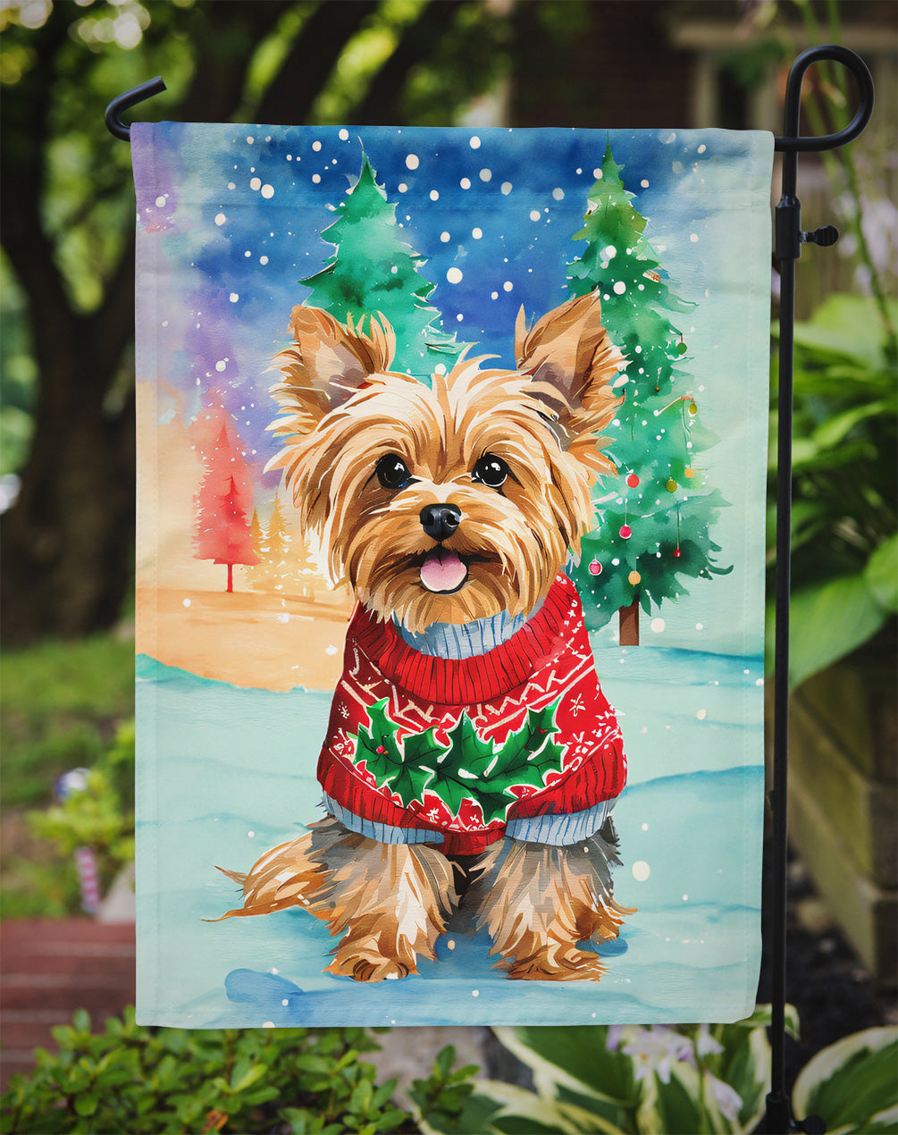 Yorkshire Terrier Yorkie Christmas Garden Flag