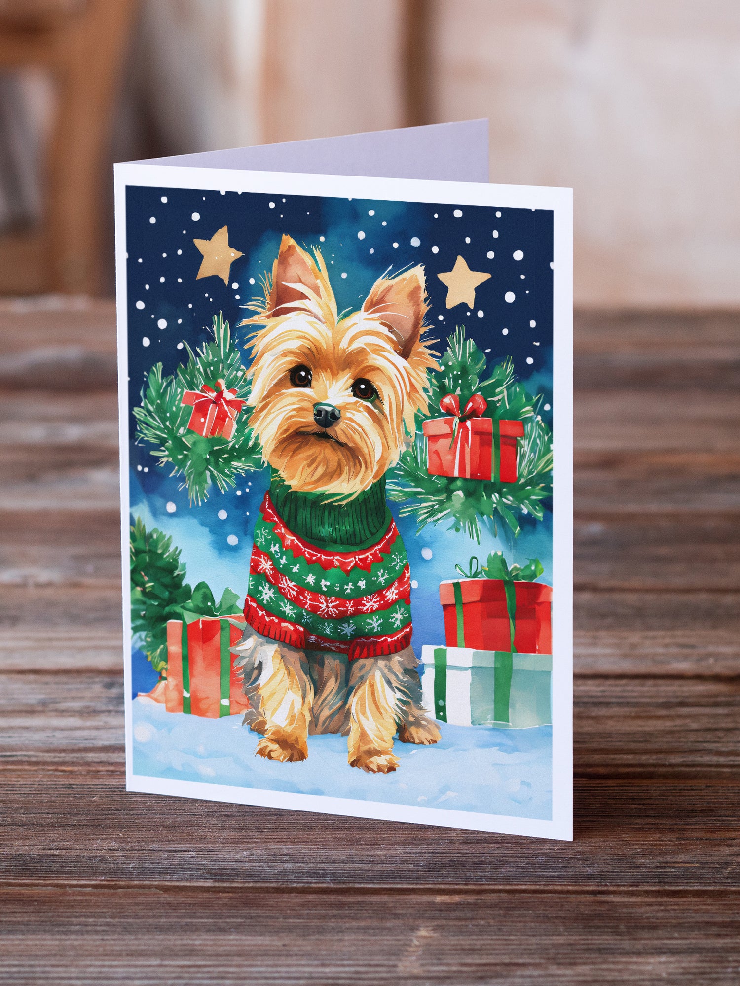 Buy this Yorkshire Terrier Yorkie Christmas Greeting Cards Pack of 8