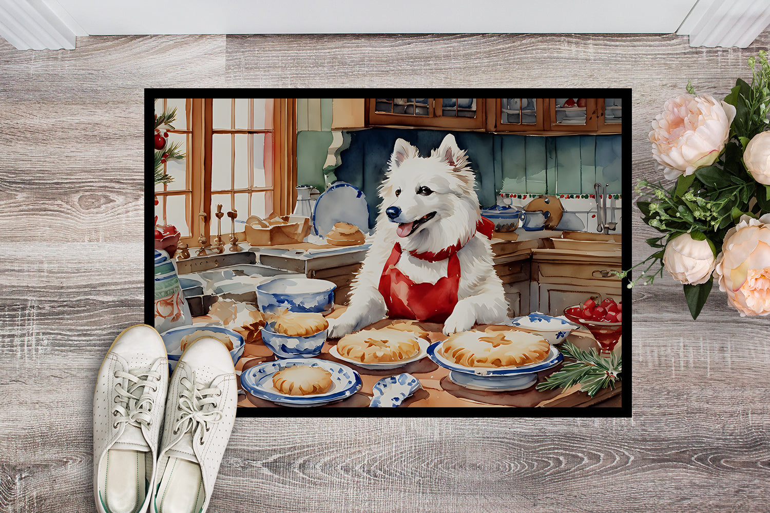 American Eskimo Christmas Cookies Doormat