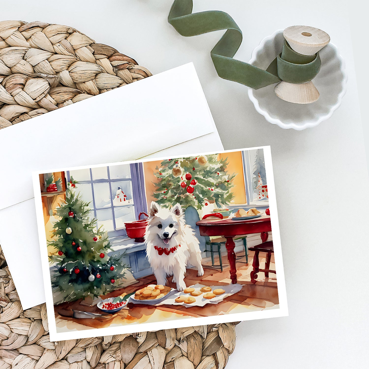 Buy this American Eskimo Christmas Cookies Greeting Cards Pack of 8