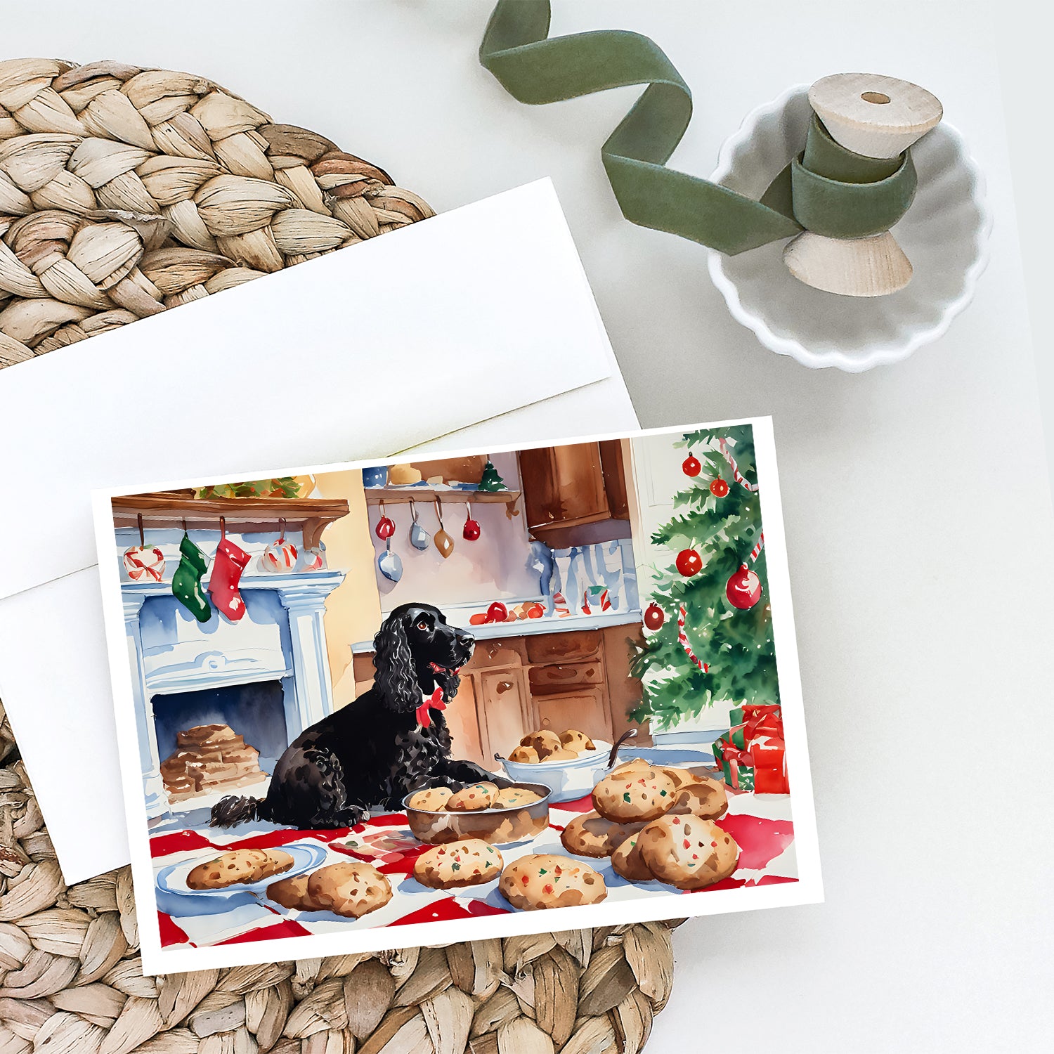 American Water Spaniel Christmas Cookies Greeting Cards Pack of 8