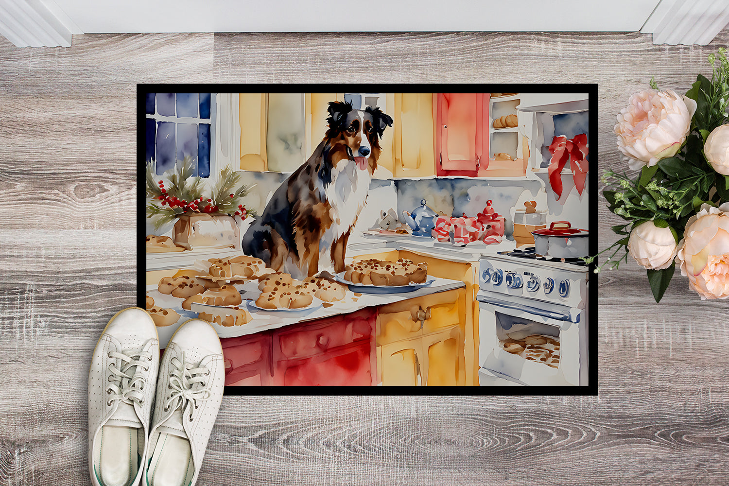 Buy this Australian Shepherd Christmas Cookies Doormat