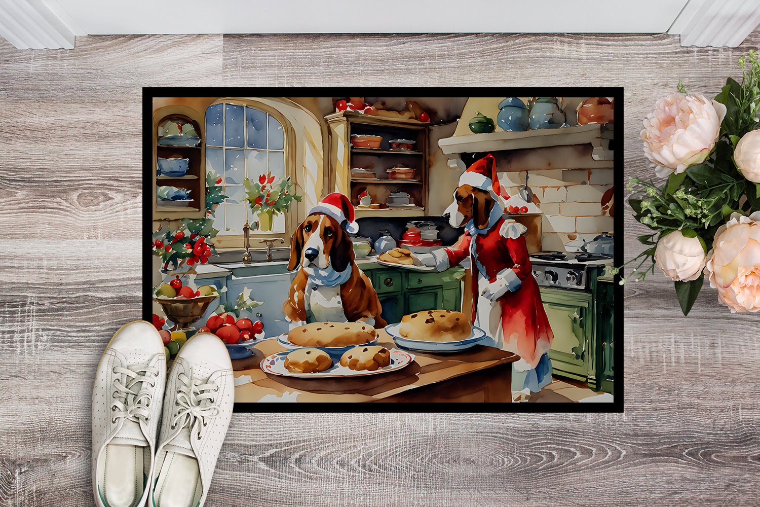 Buy this Basset Hound Christmas Cookies Doormat