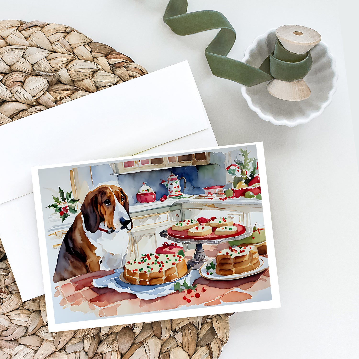 Buy this Basset Hound Christmas Cookies Greeting Cards Pack of 8