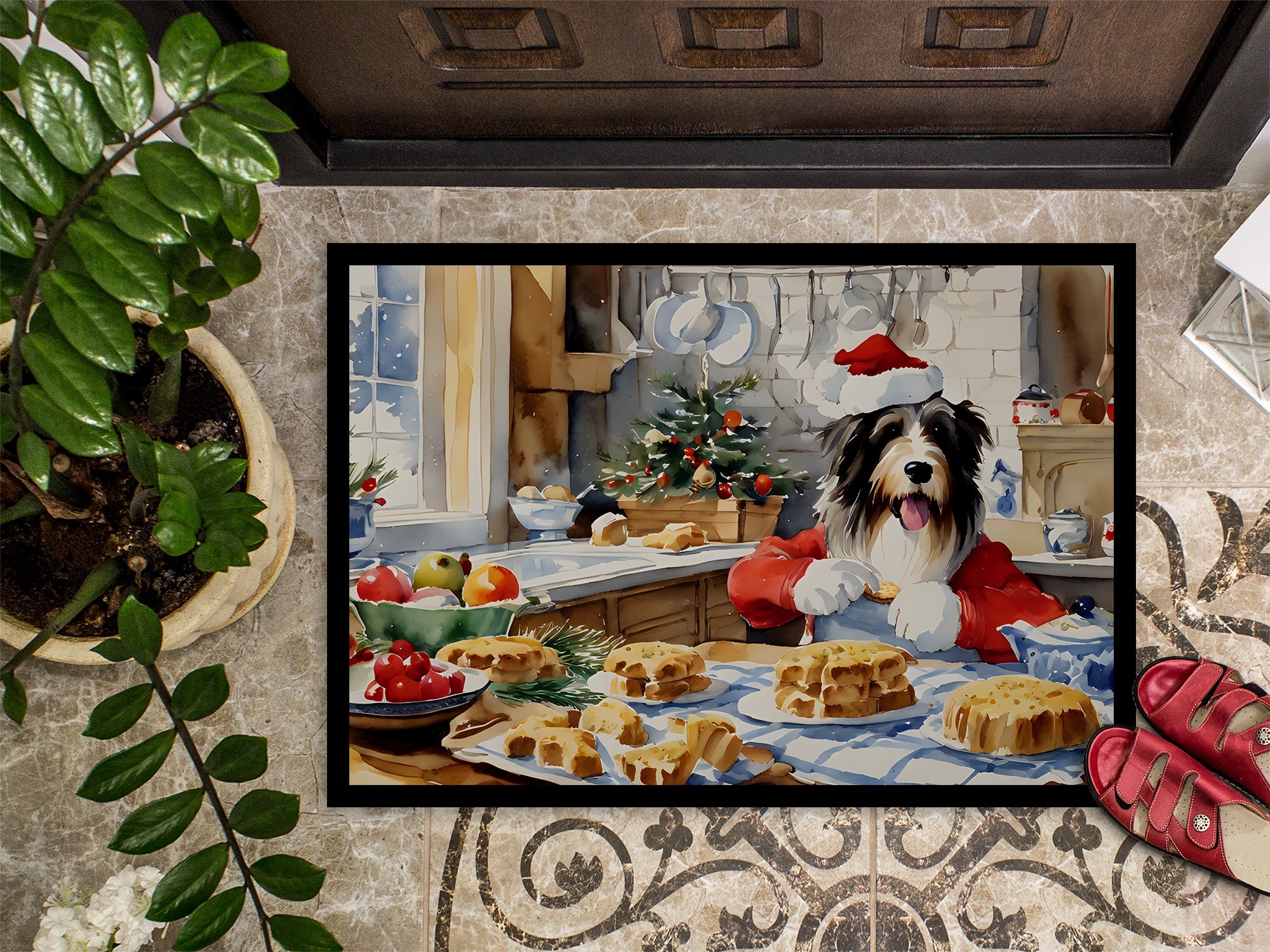 Bearded Collie Christmas Cookies Doormat