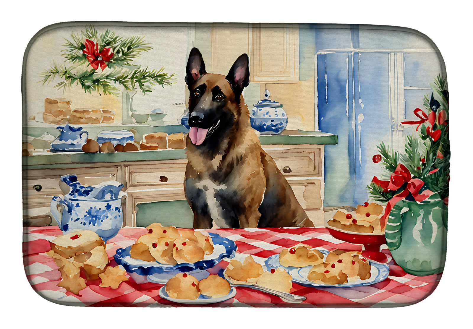 Buy this Belgian Malinois Christmas Cookies Dish Drying Mat