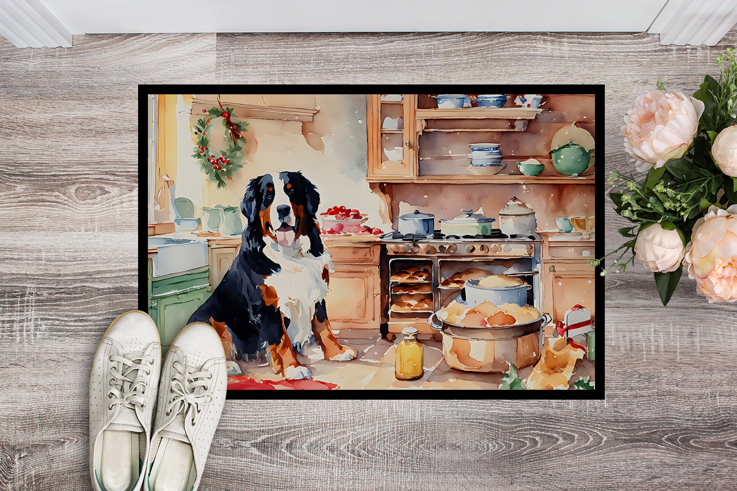 Buy this Bernese Mountain Dog Christmas Cookies Doormat