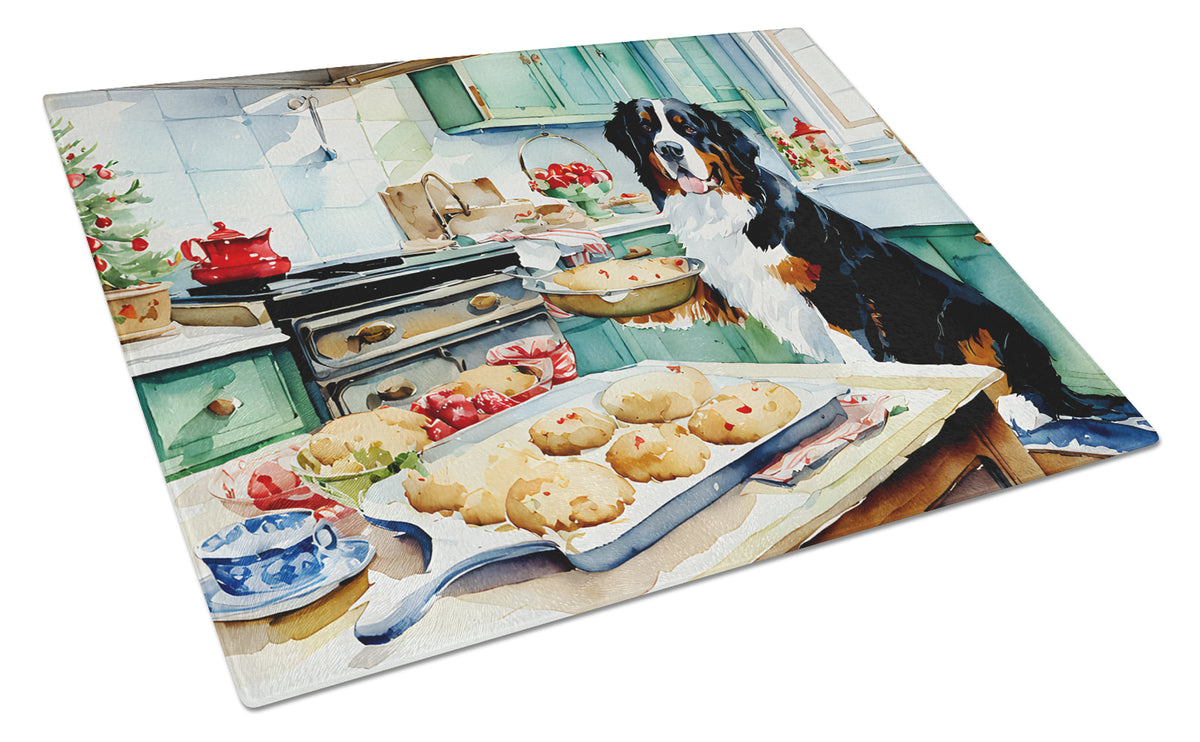 Buy this Bernese Mountain Dog Christmas Cookies Glass Cutting Board