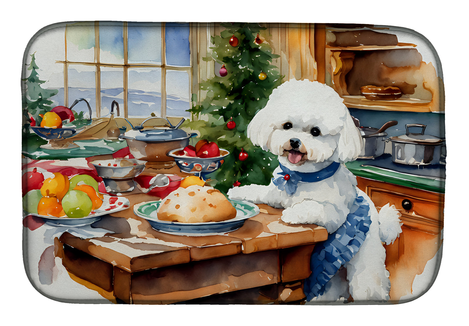 Buy this Bichon Frise Christmas Cookies Dish Drying Mat